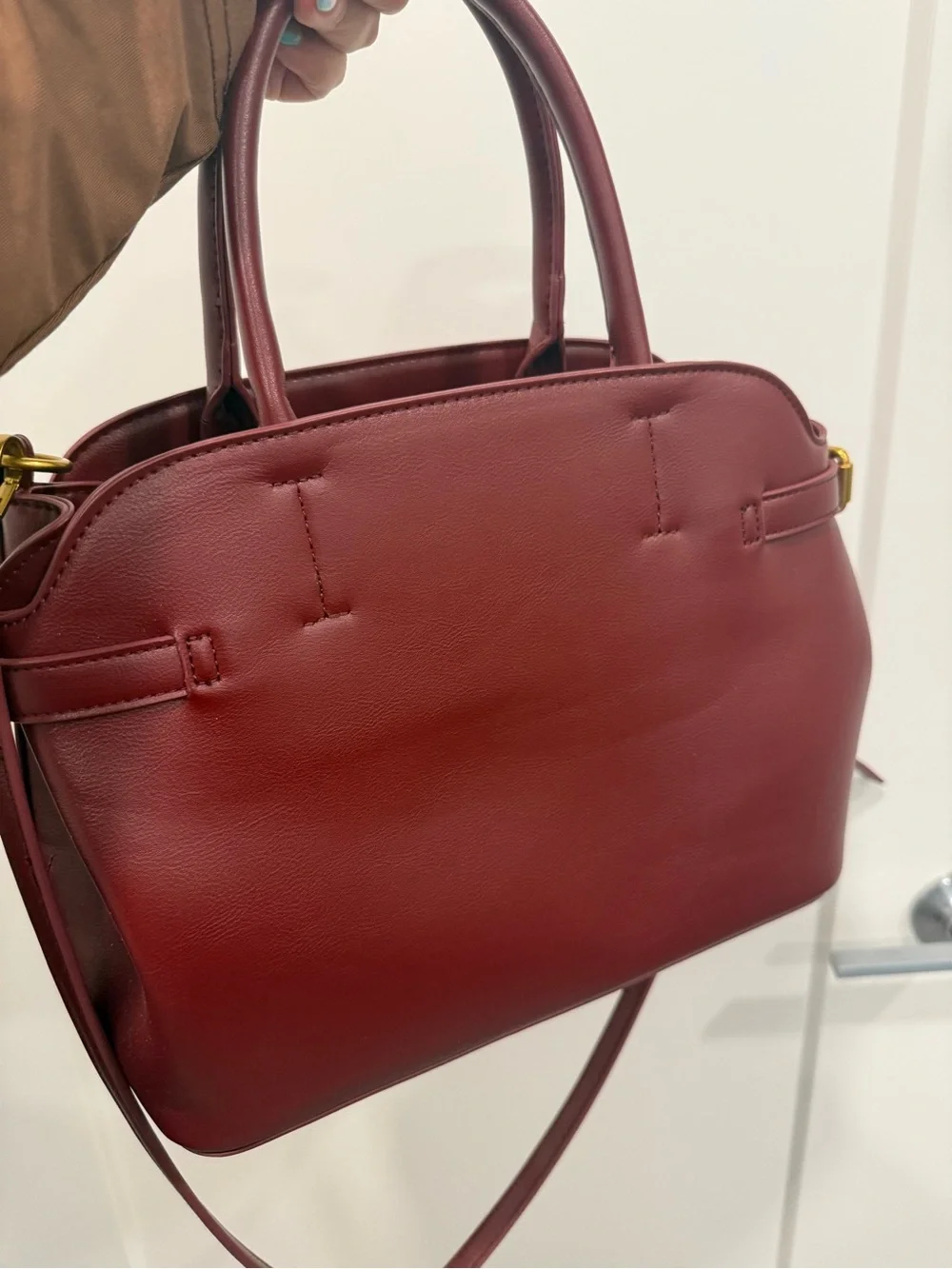 ASOS Burgundy Structured Top-Handle Laptop Bag